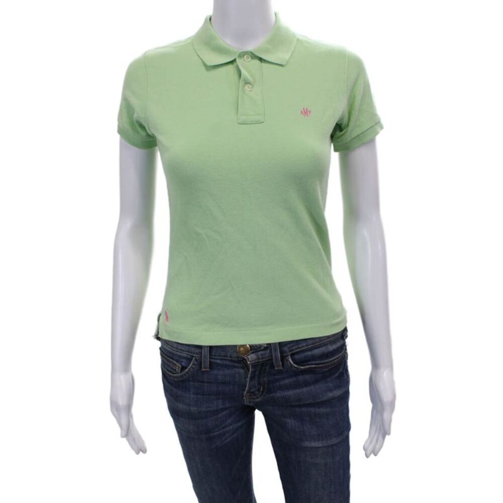 Ralph Lauren Blue Label Women Polo Green Cotton Short Sleeve Size S